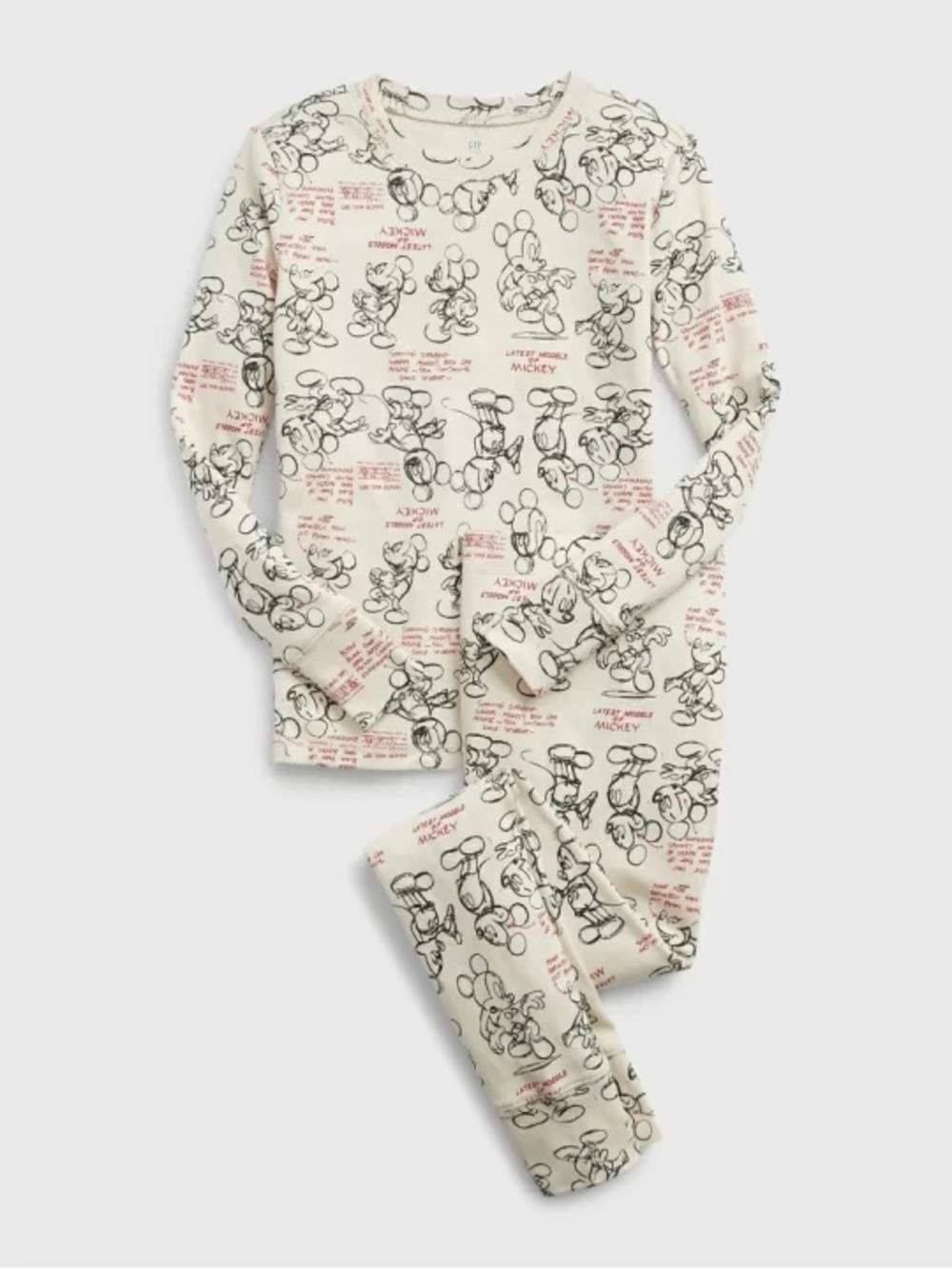 GAP x Disney Organic Cotton Cream and Black Mickey Mouse Sketch Pajama Set